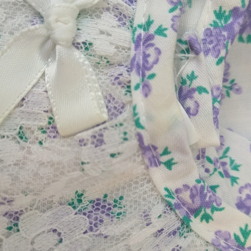 Vintage Little Miracles Dress Bloomer Lace Floral Flower Print Set 3-6m